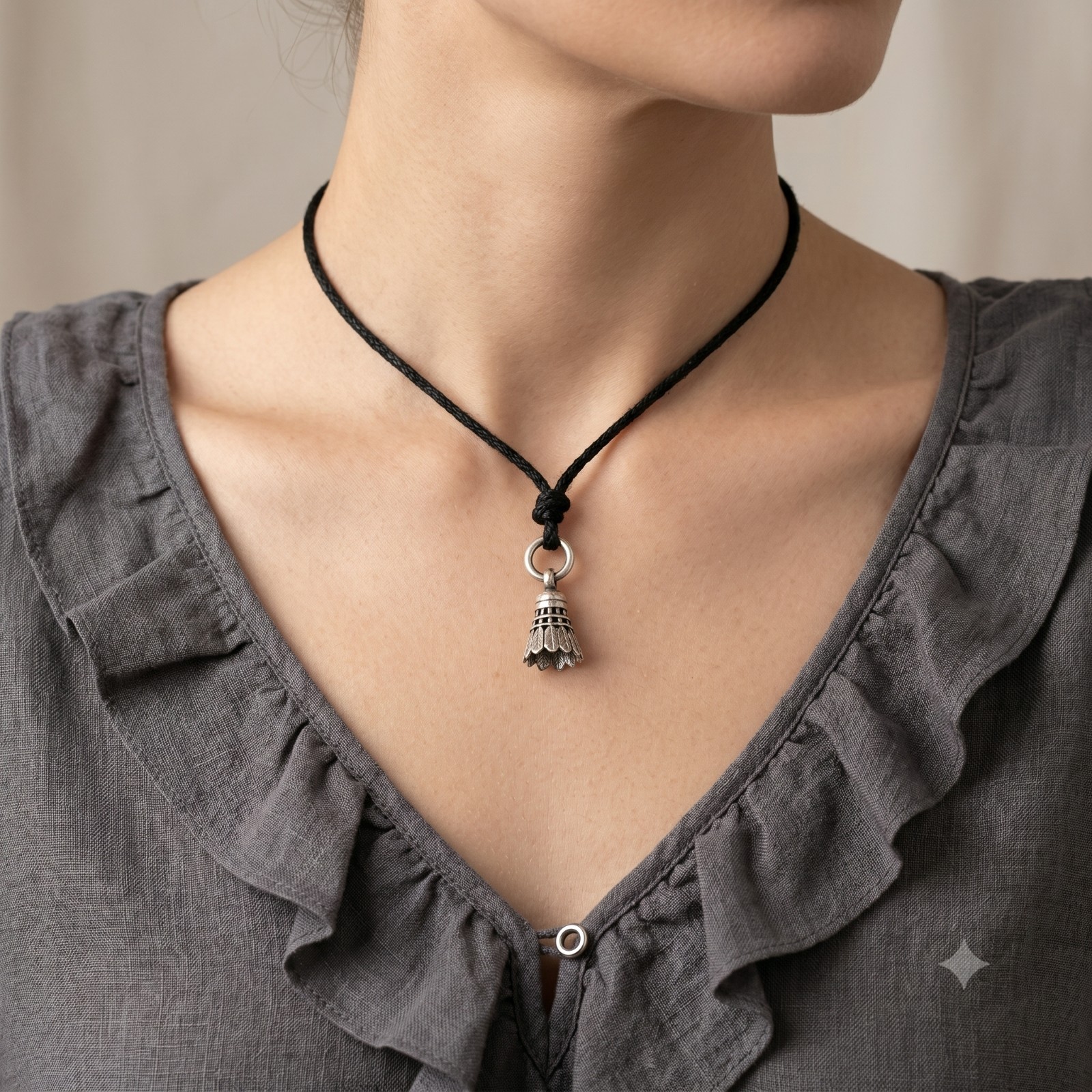 Shuttlecock 92.5 Sterling Silver Gold Brass Charm Necklace Pendant Jewelry
