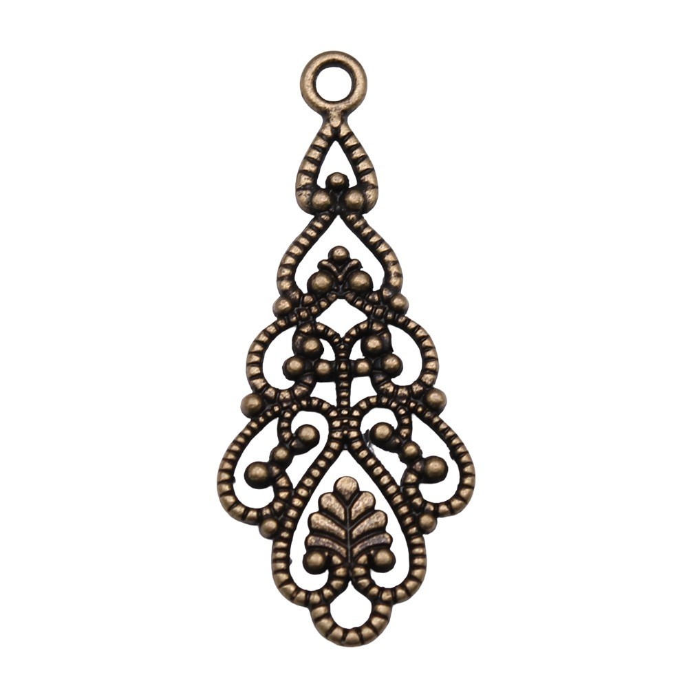 20PCS Antique Bronze Tone Filigree Flower Drop Charm Pendant GGB11