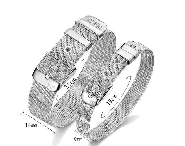 Unisex Women’s 925 Sterling Silver Bangle Bracelet 8 Inches 9.9MM Buckle L103-3