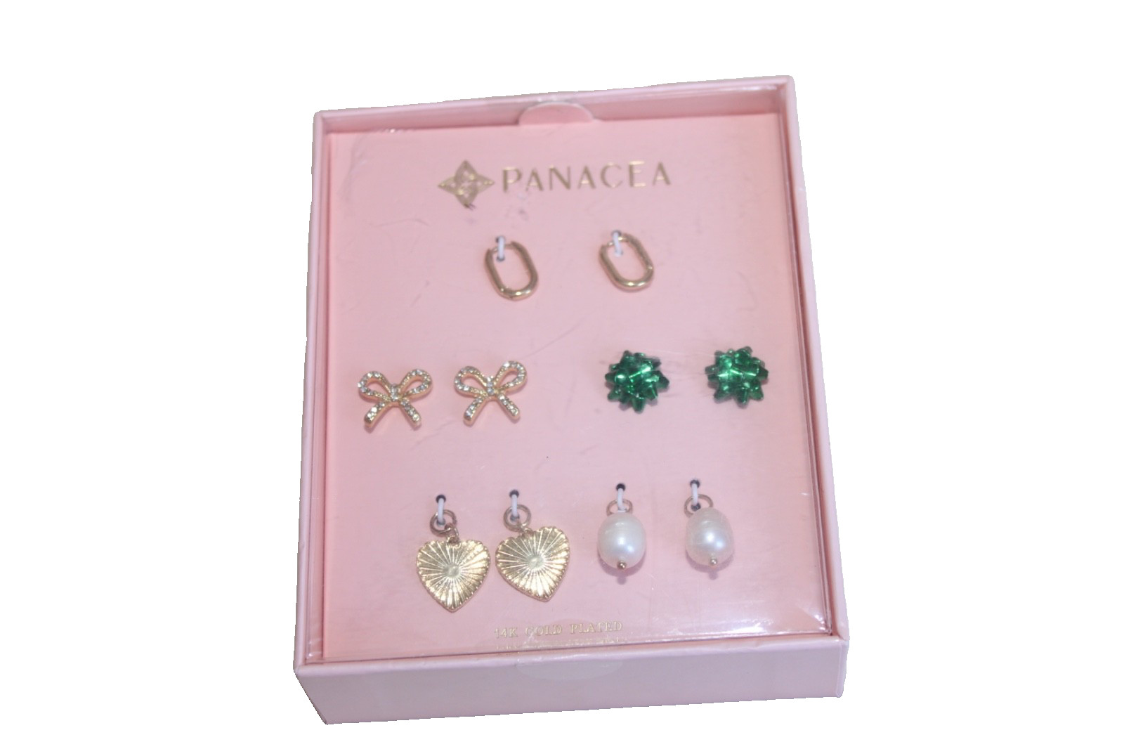 Panacea Earrings gold tone party set hoops heart stud pearls post ladies new G
