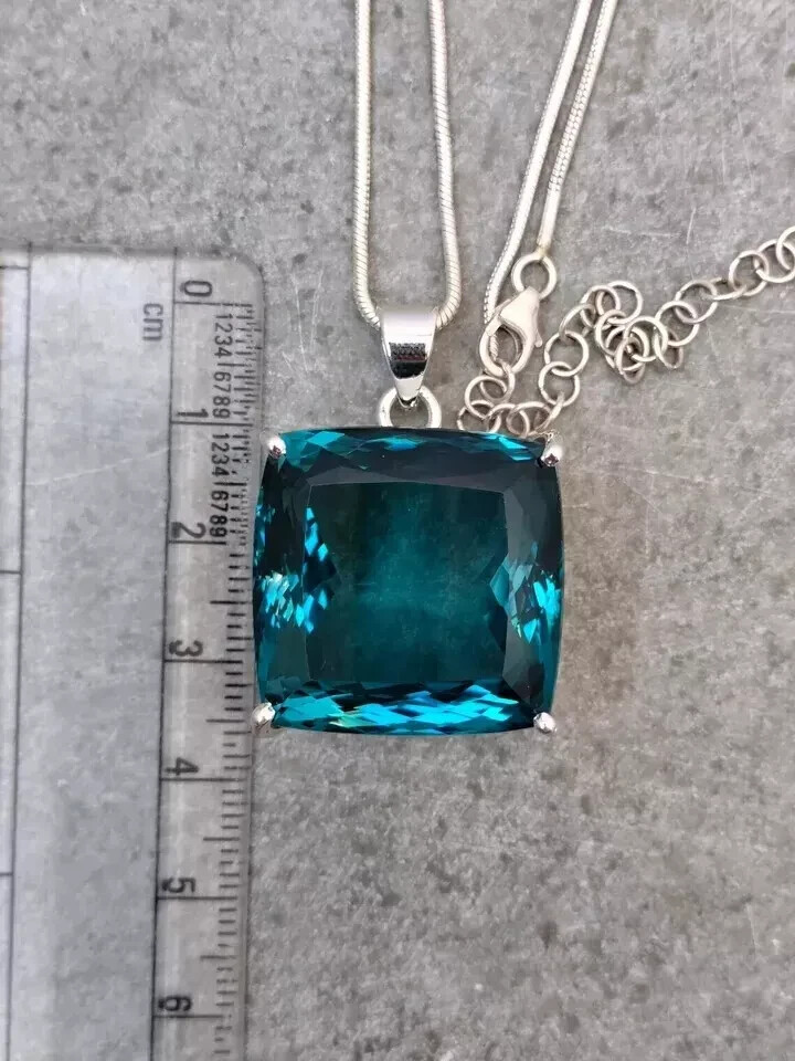 London Blue Topaz Pendant 925 Sterling Silver Pendant Gemstone Jewelry 79.80 ct