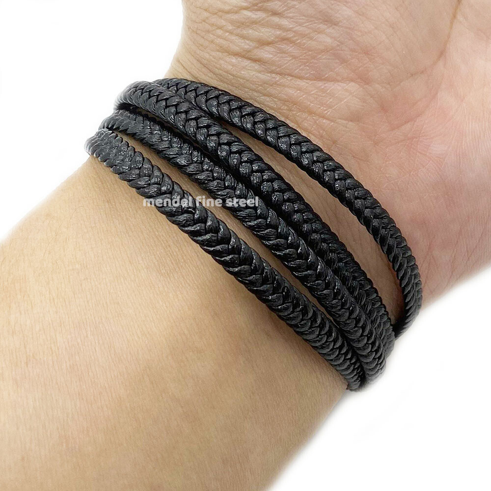 MENDEL Cool 8 Inch Mens Black Stainless Steel Nautical Beach Anchor Bracelet Men