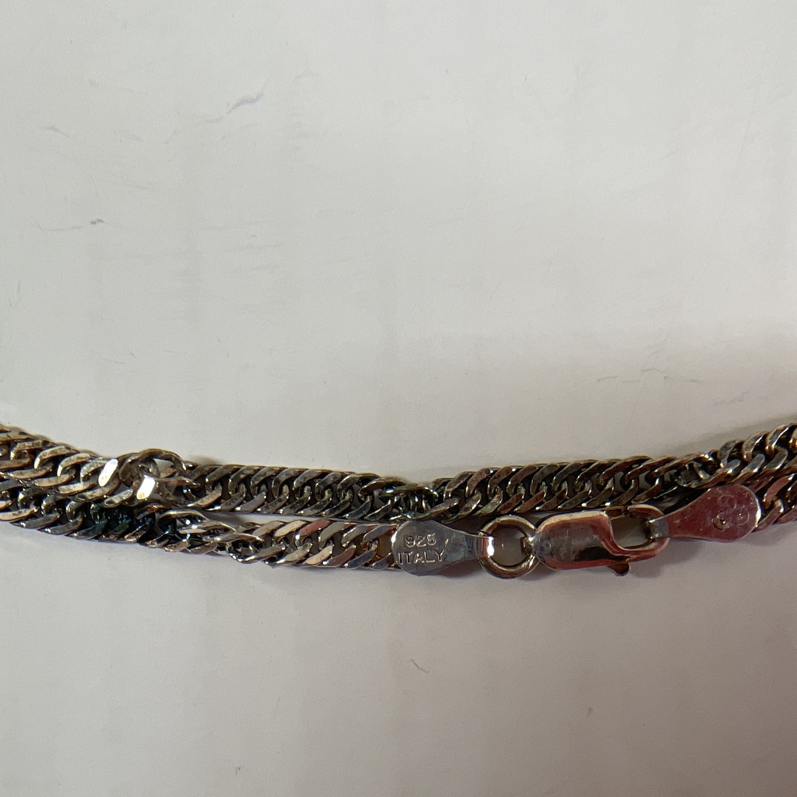 925 Sterling Silver Necklace Bracelet Lobster Clasp Italy 0.68oz total weight