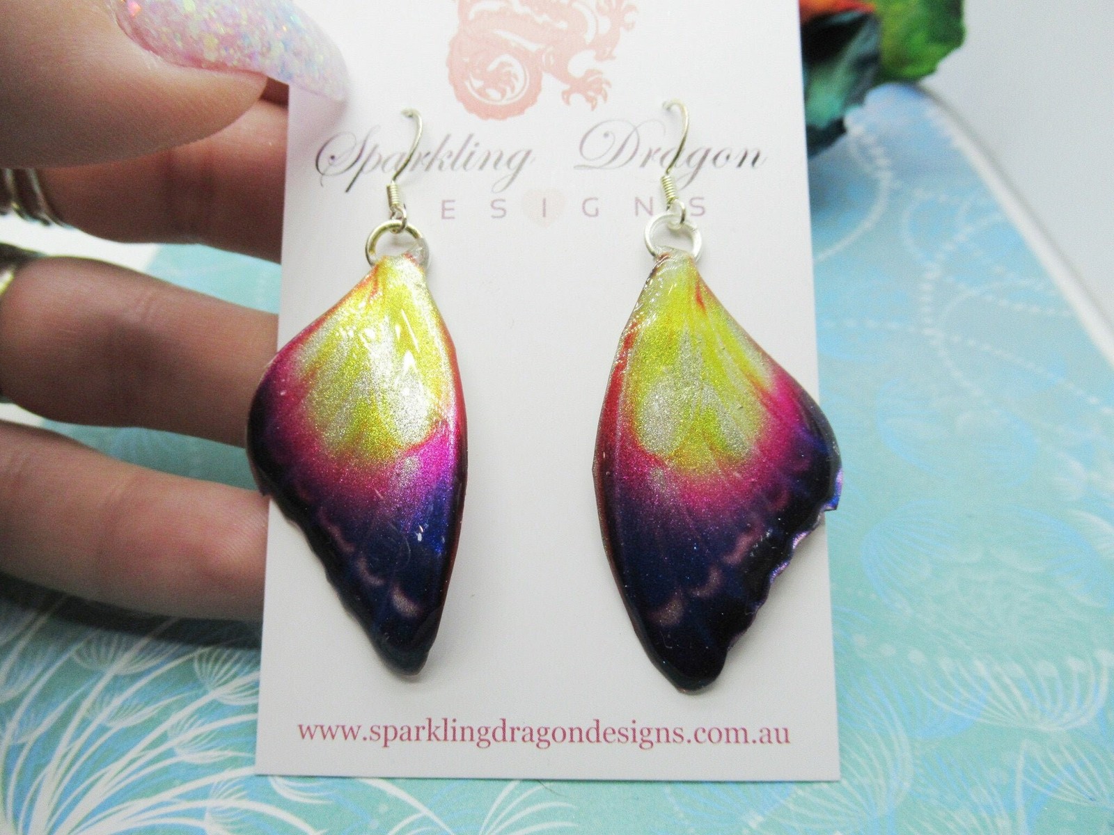 Butterfly Earrings Mystic Sunset – Fairy Jewellery Fun Gift for her, Fairy Wing