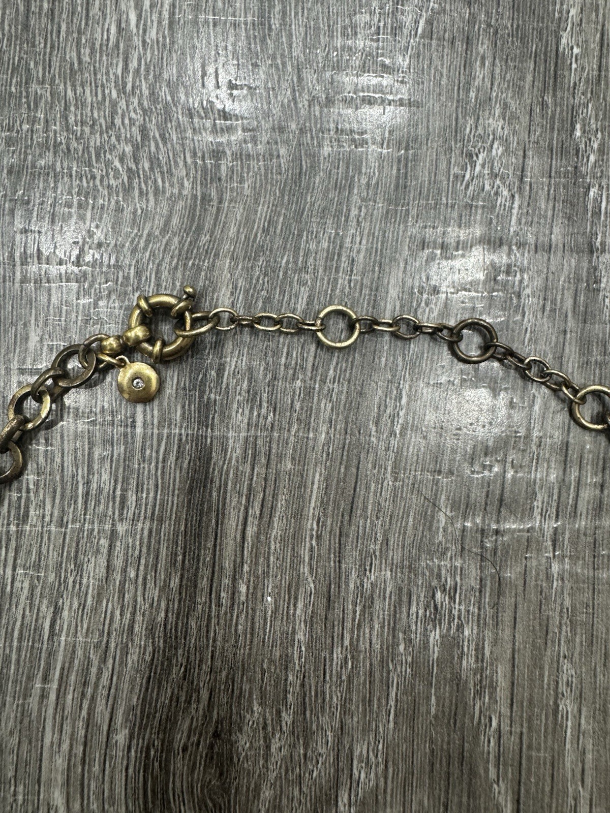 J.CREW Gold Tone Clear Crystal Statement Round Link Chain Necklace Spring Ring