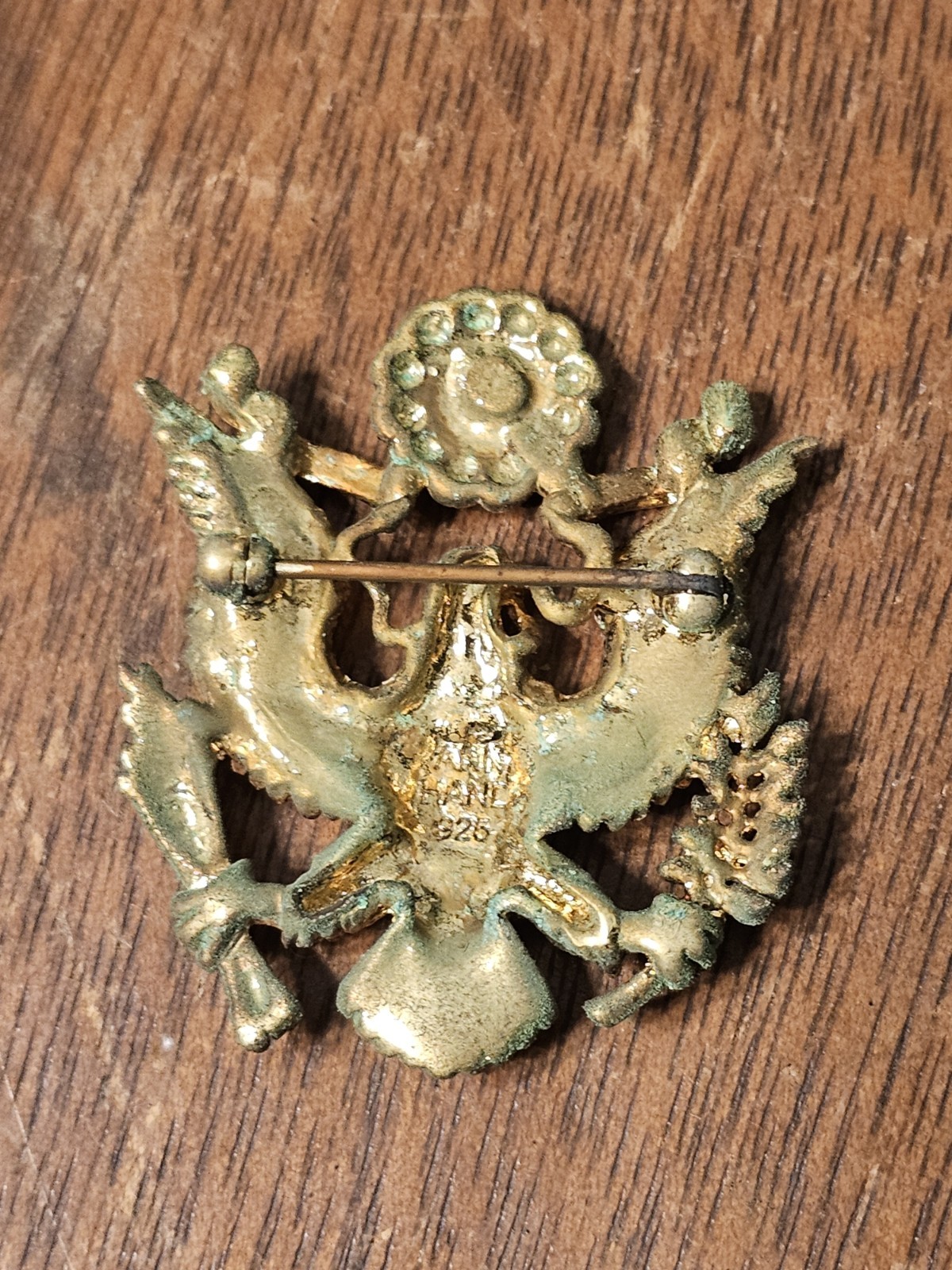 Ann Hand Great Seal Seal Of The United States Pin Brooch Gold Tone Faux Pearl