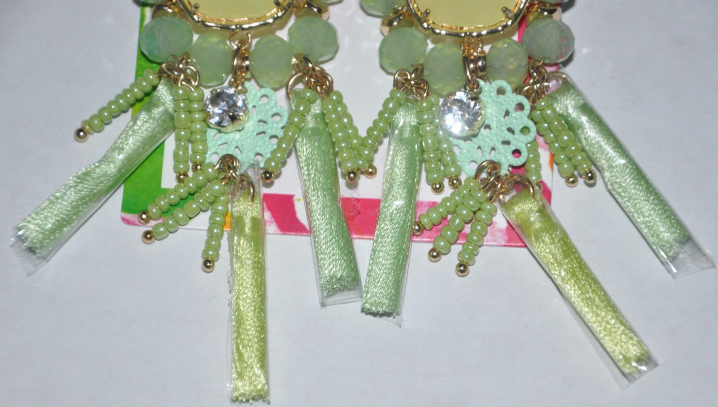 Lilly Pulitzer Waterside Tassle Earrings Green NEW NWT $58