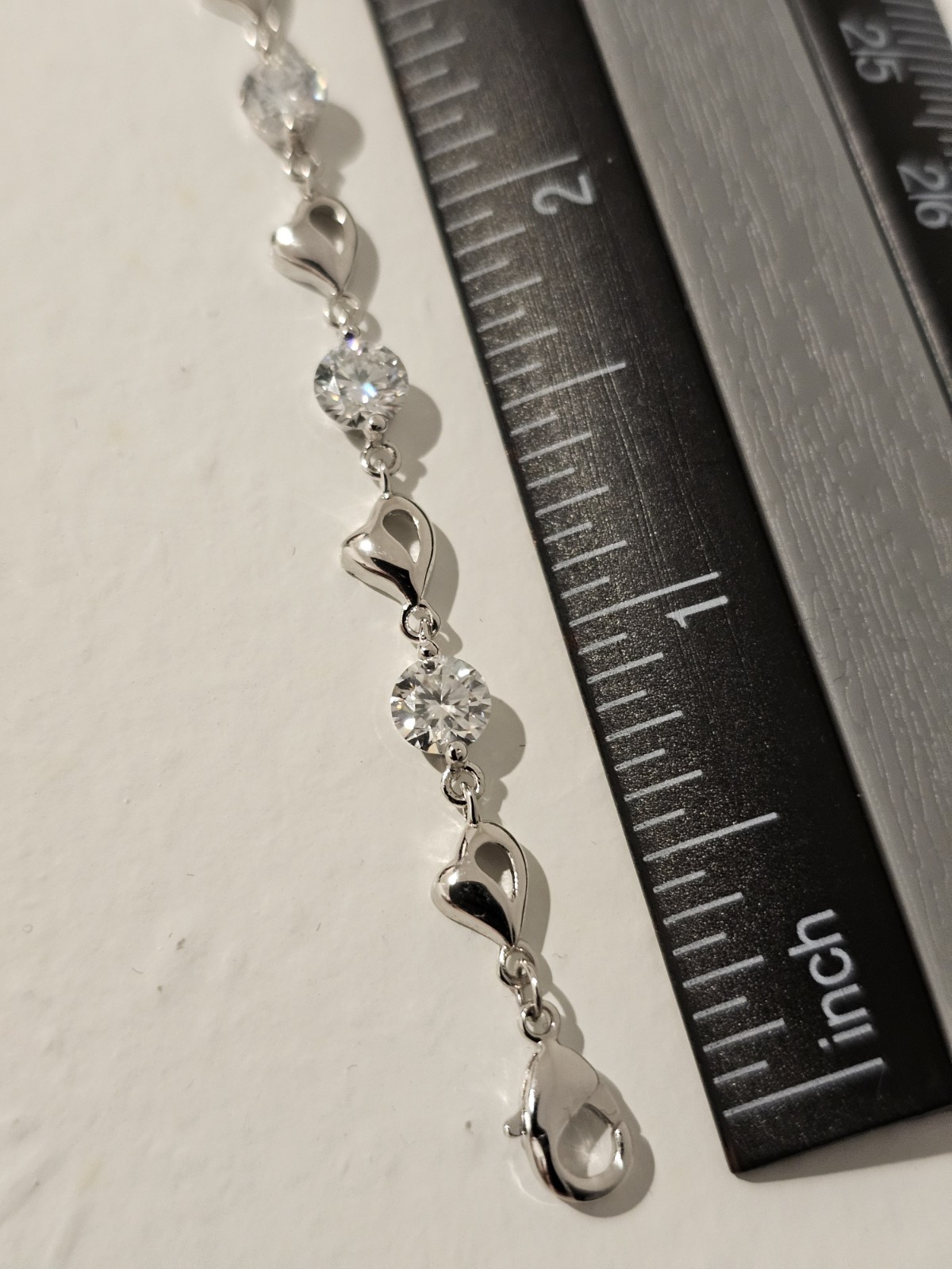3.5 Carat Moissanite Hearts Bracelet 14k White Gold Plated 7-8 Inch Adjustable