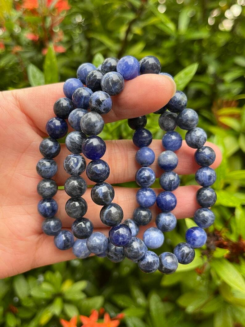 Lapis Lazuli Smooth Round Natural Gemstone 8mm Beads Gemstone Bracelet