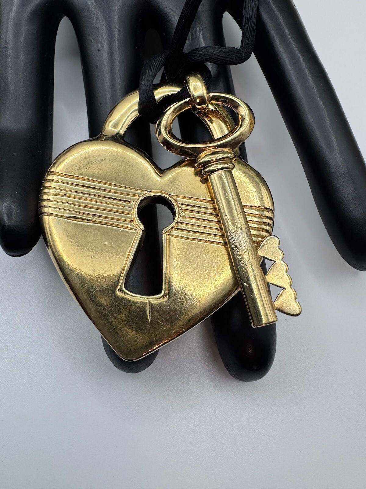 Avon Heart And Key Gold Tone Whit Rhinestone 36” Long Necklace- Avon Necklace