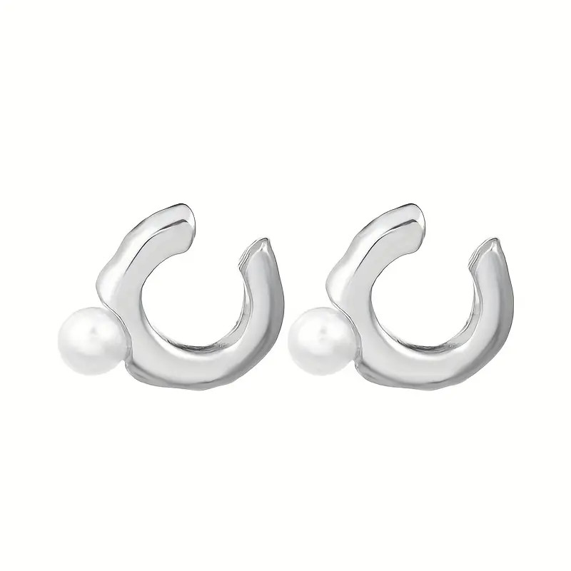 Pair of Pearl Ear Bone Clip Simple No Pierced C-shaped Ear Cuff