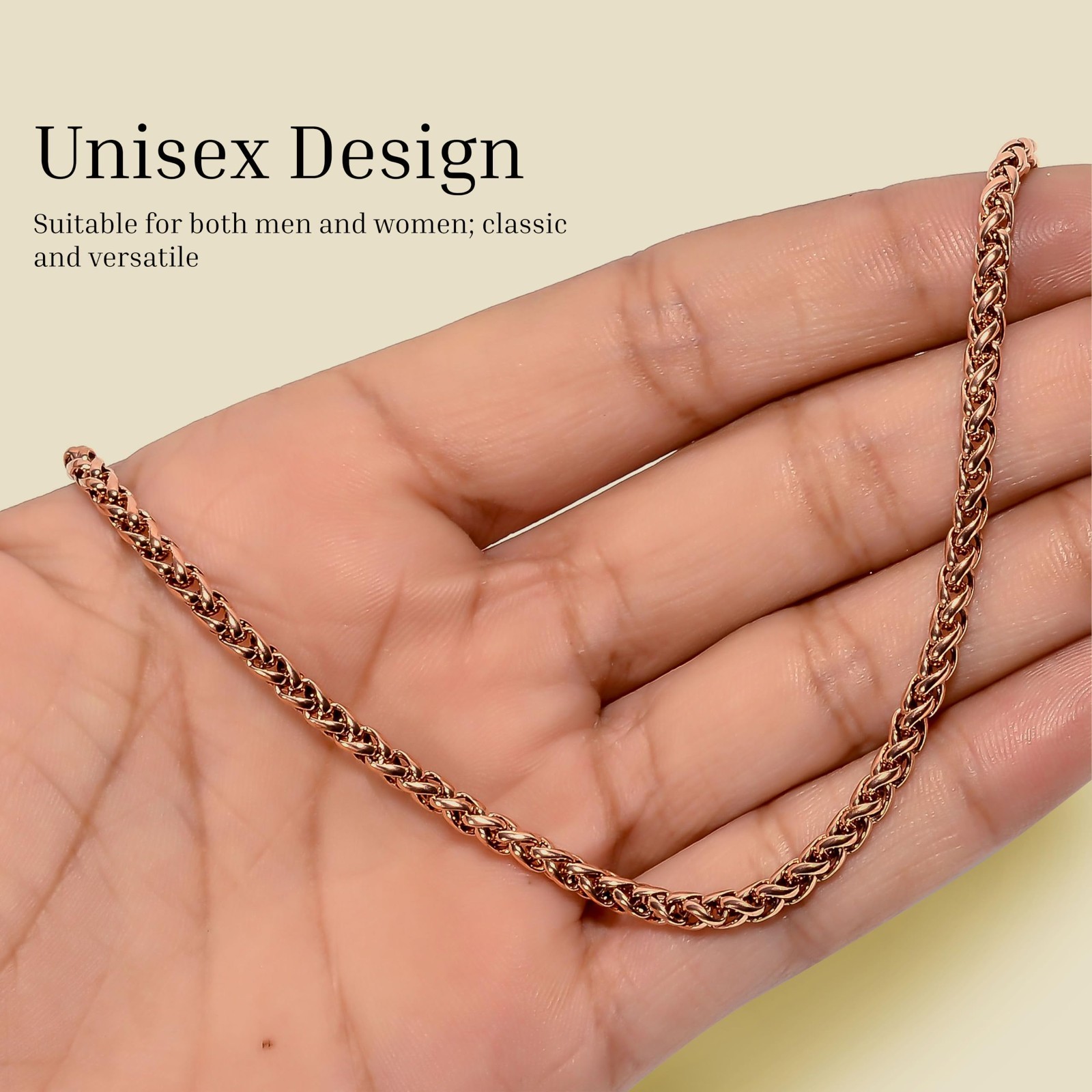 Heavy Solid Copper Twisted Rope Chain Necklace – Long Statement Jewelry Gift for