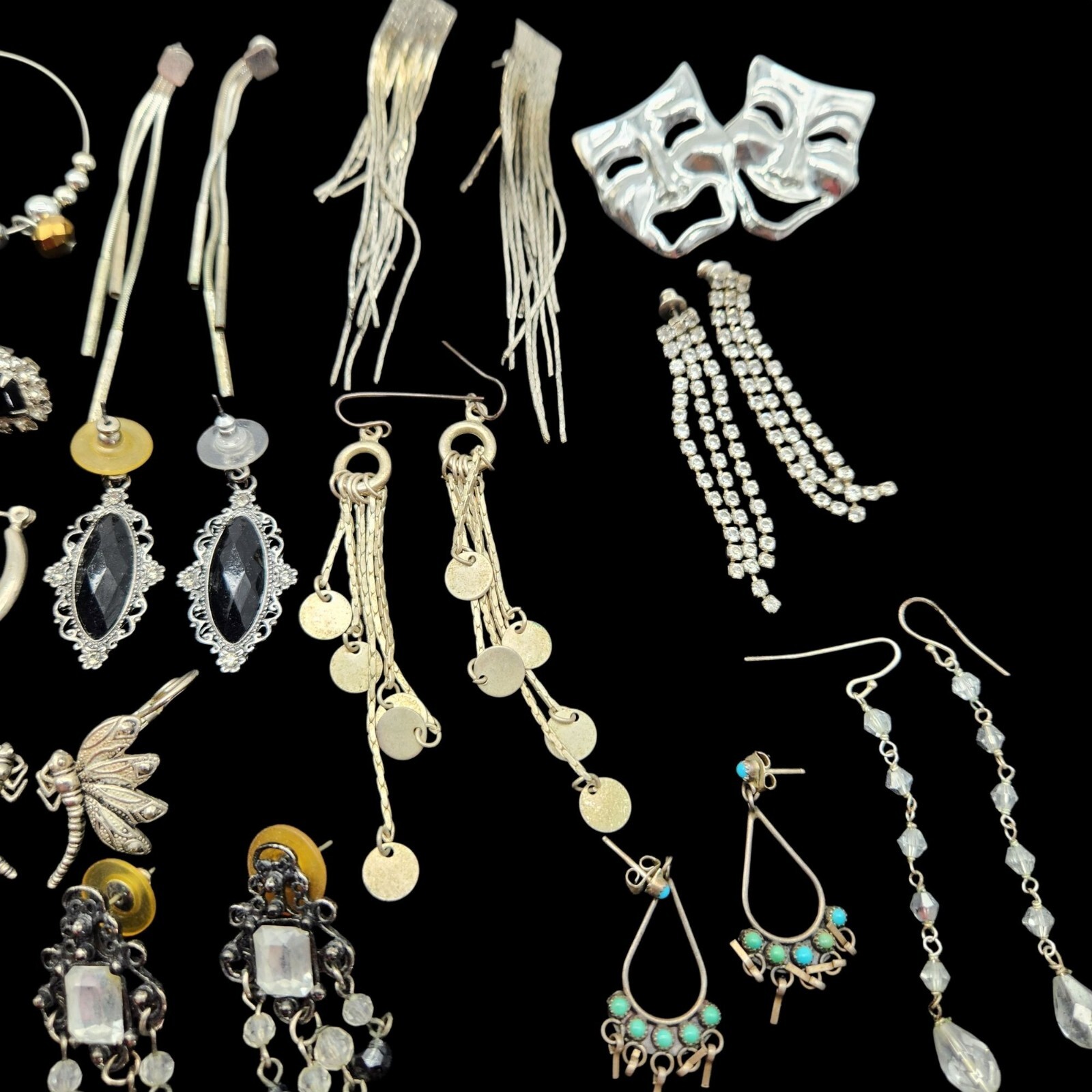 20 Pair Earring Lot Various Styles & Materials Dangle Stud & Novelty SEE DESC.