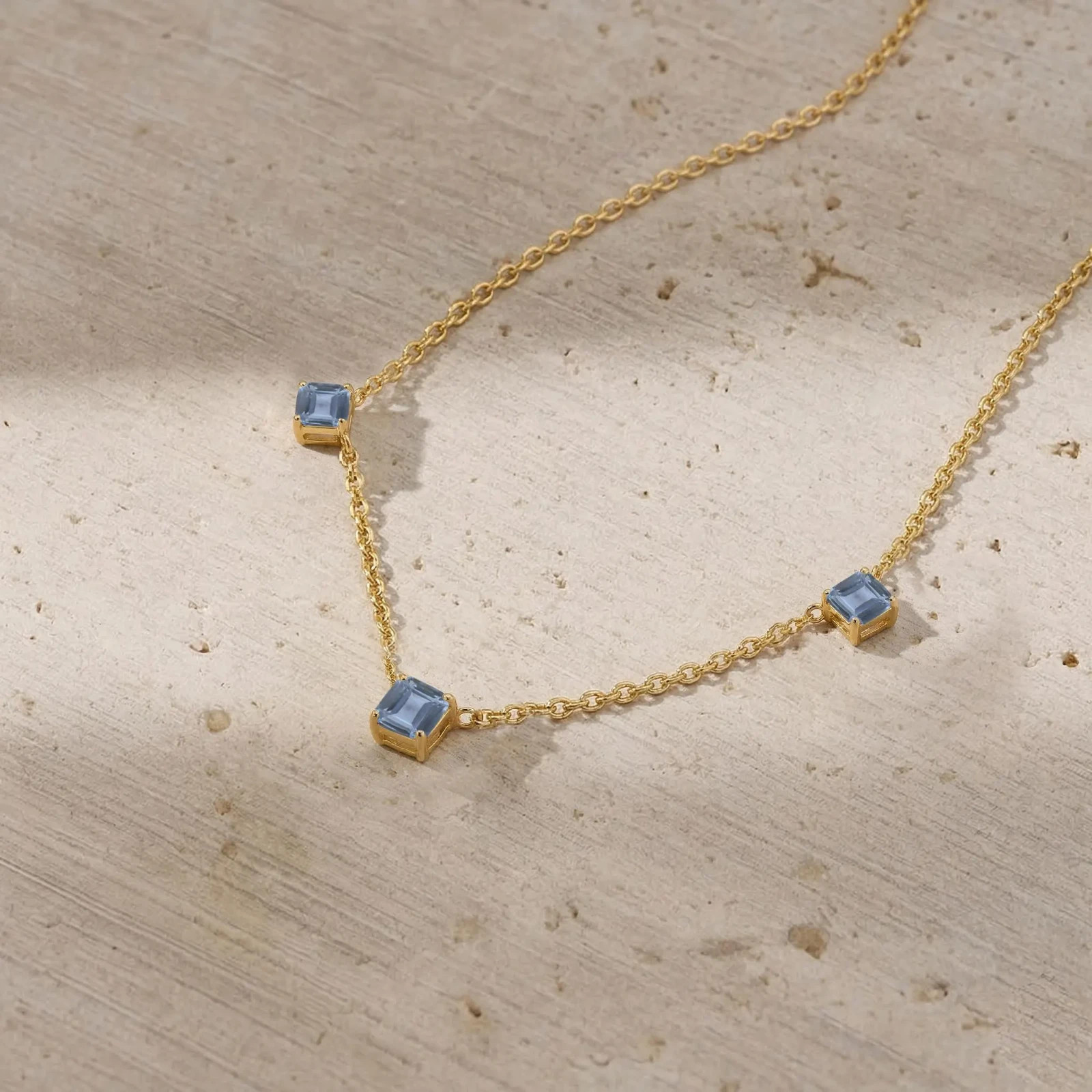 Alexandrite Necklace Gold, Asscher Cut Alexandrite Station Necklace