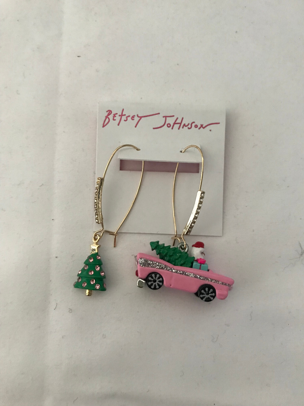Betsey Johnson Christmas Tree Reindeer Snowman Statement Necklace Earrings New