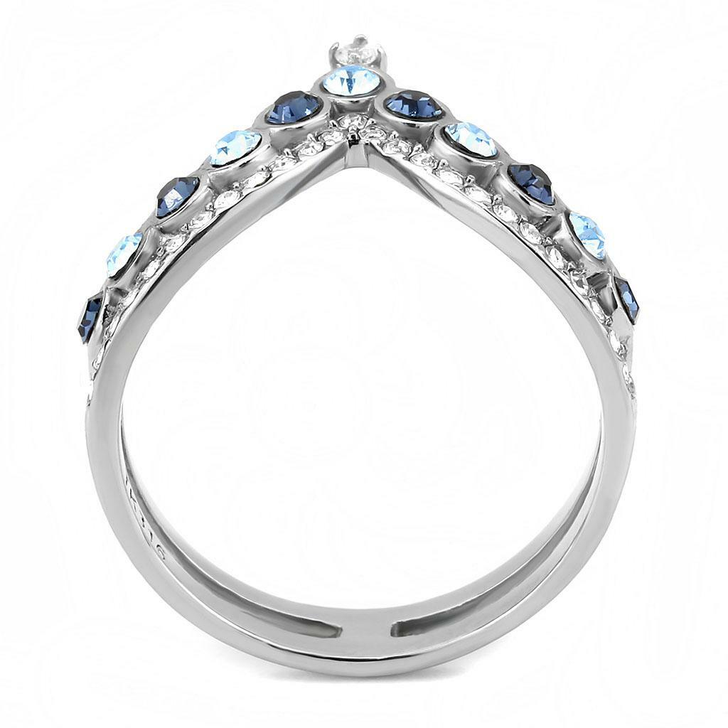 DA305 – No Plating Stainless Steel Ring with Top Grade Crystal in Multi Color