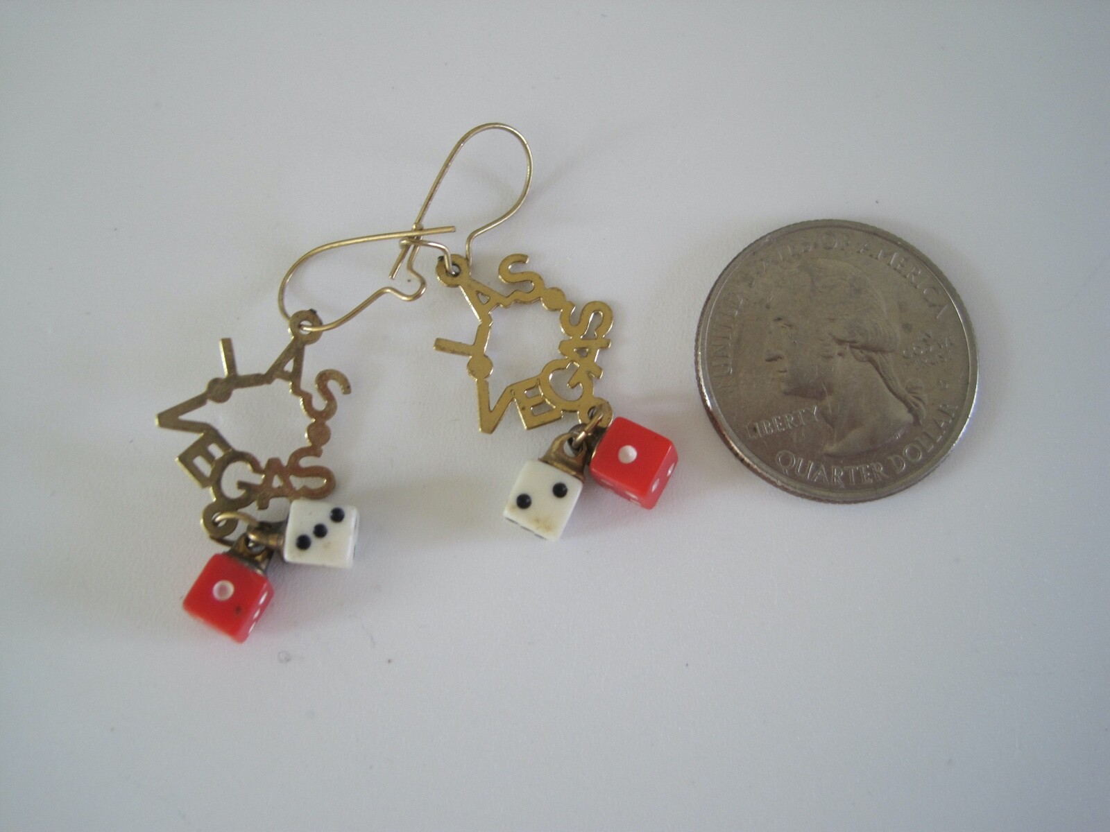 Earrings Las Vegas Goldtone Dice Pierced