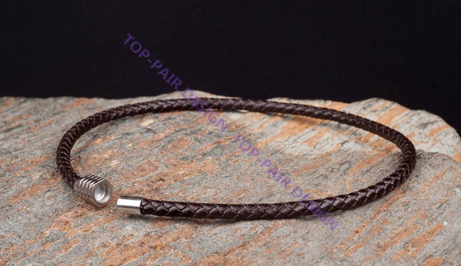 Magnet Stainless Steel Clasp Quality 6mm Leather Cord Braided Choker Necklace