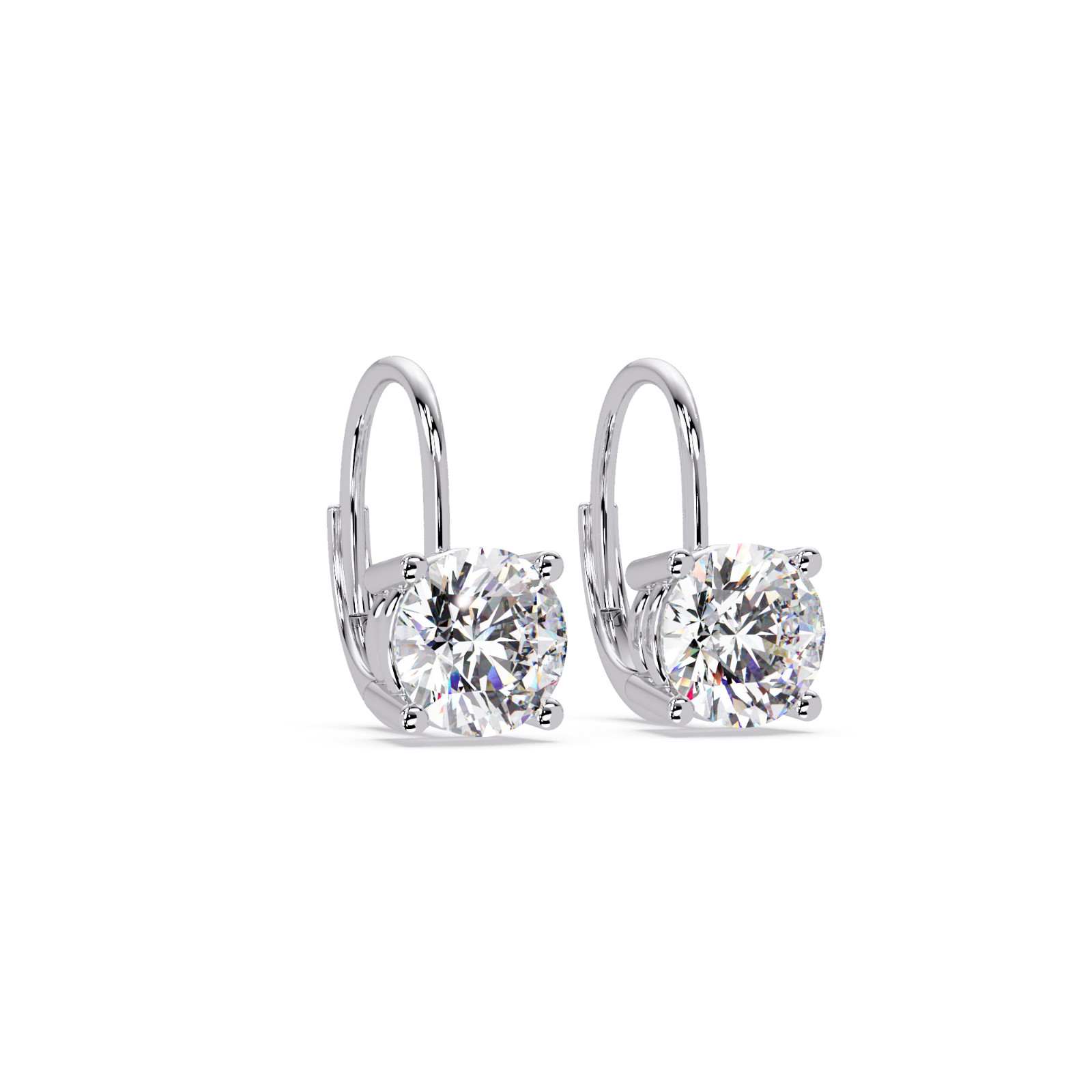 1.00 CTW Round Lab Grown Diamond Lever Back Earrings VVS2 925 Sterling Silver