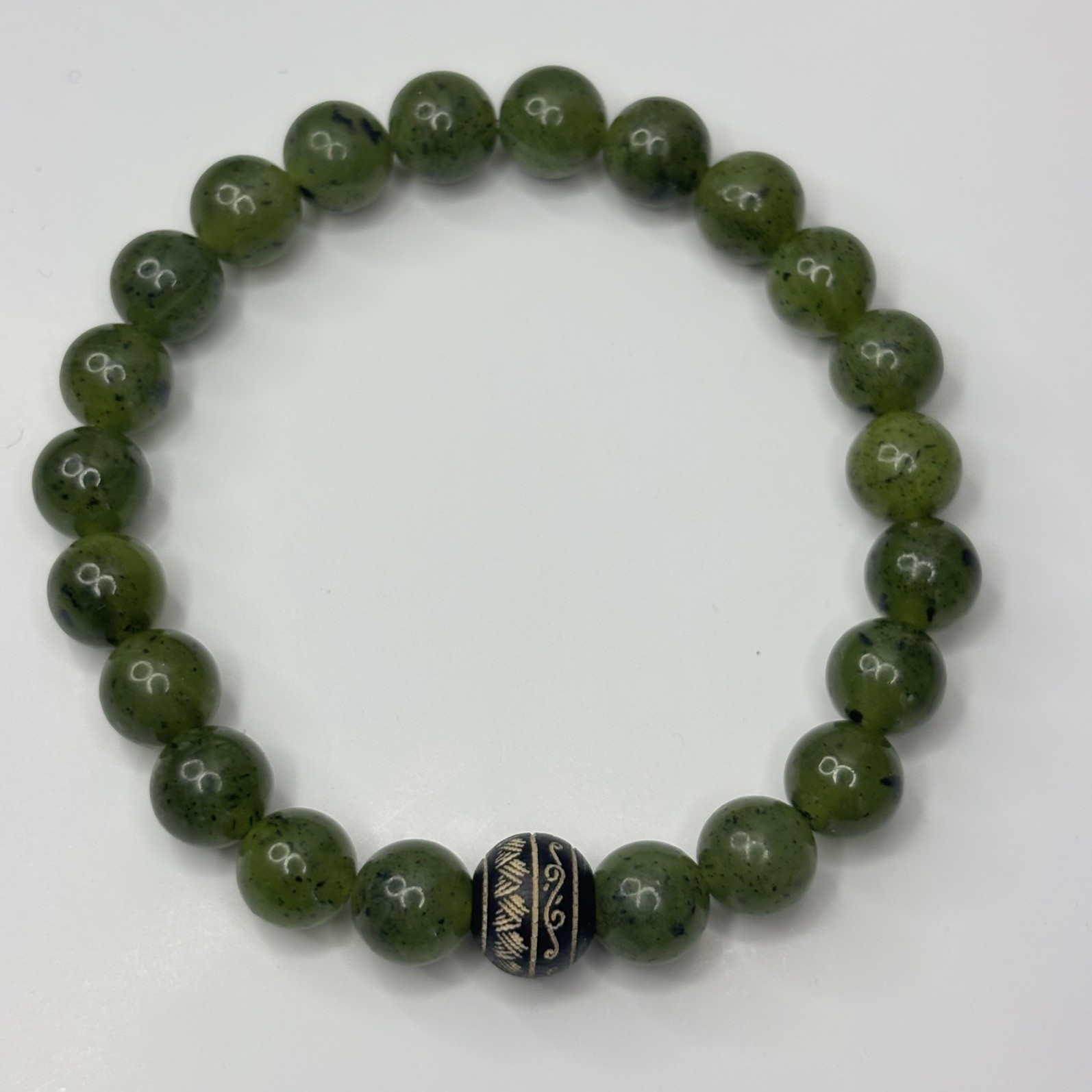 Handmade Natural Gemstone Bracelets Black Onyx Jade White Green Stone Jewel Gift