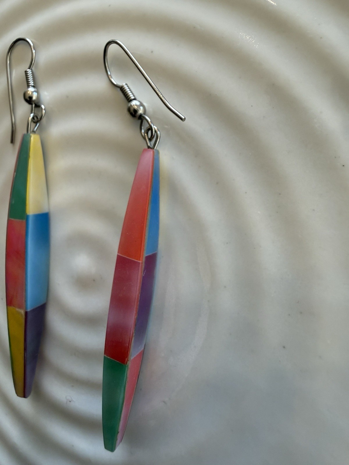 Multi-color Pastel Rainbow Iridescent Dangle Drop Earrings