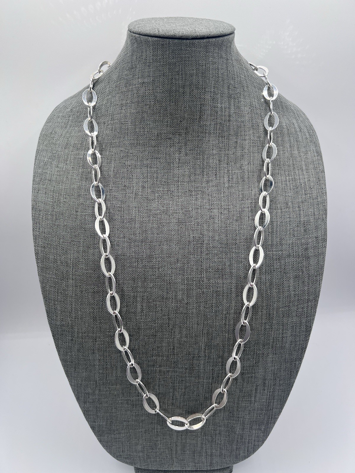 Sterling Silver Oval Link Necklace 16 Inch Chain Necklace Minimalist Everyday