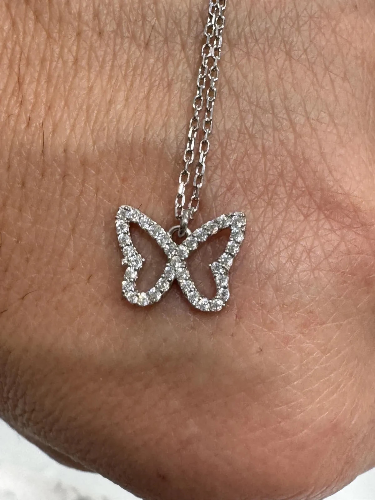 1.00 Ct Round EF VS Lab Grown Diamond Butterfly Shape Necklace in 14K White Gold