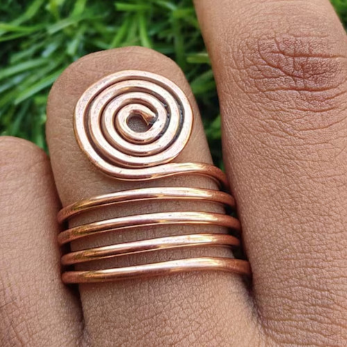 Solid Pure Copper Minimalist Healing Ring, Handmade, Unisex, Spiral Ring