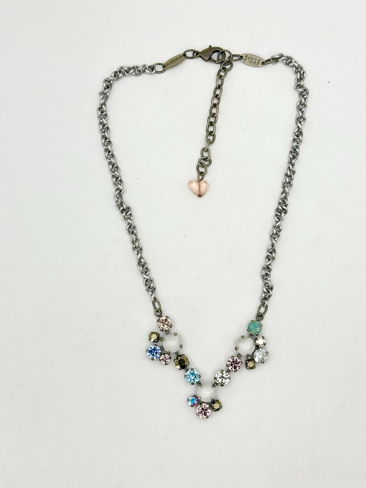 Sabika S-16 Vintage Style Pastel Cluster Crystal Necklace