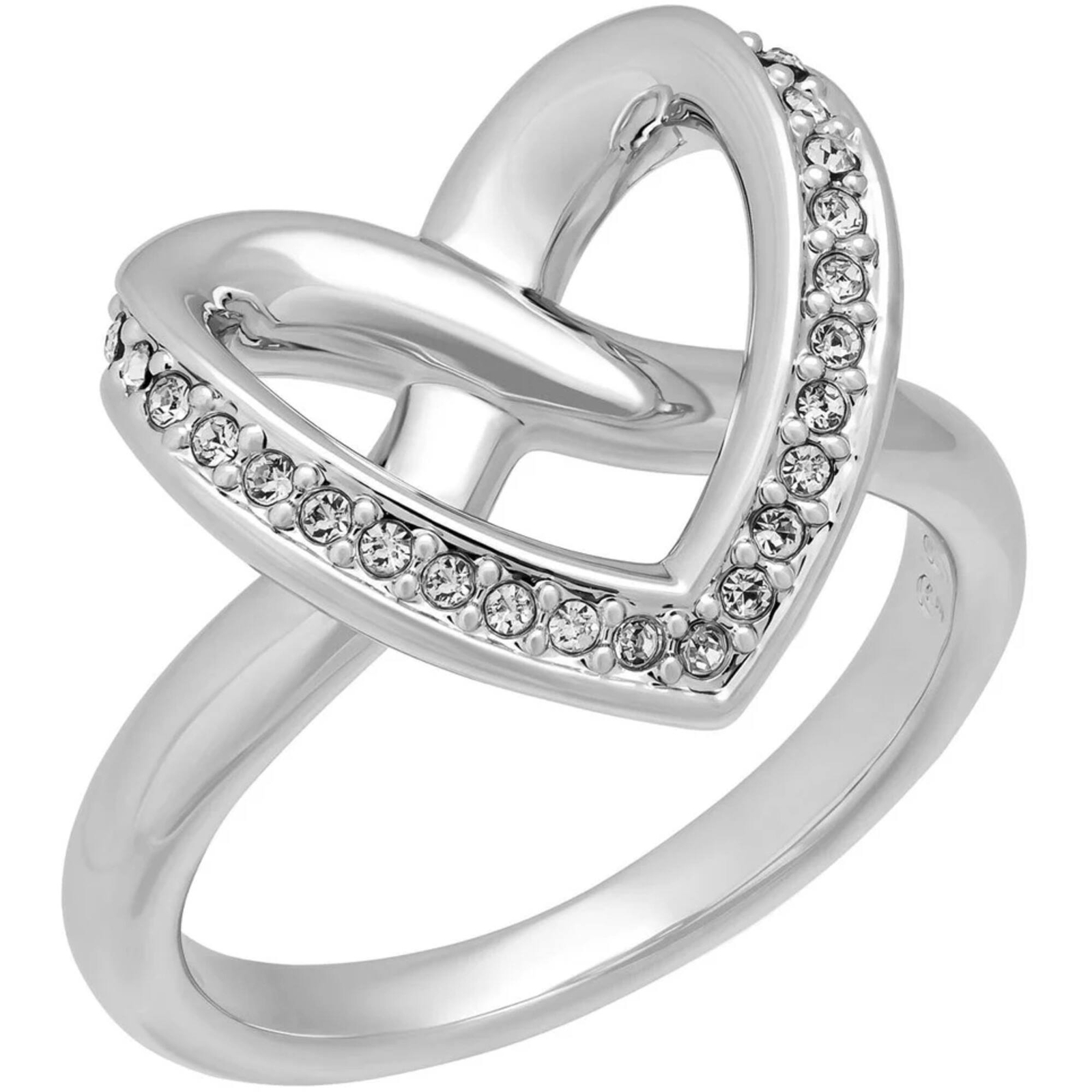 Swarovski Women’s Ring Cupidon Rhodium Plated Crystal Pavé Heart, Size 9 5140097