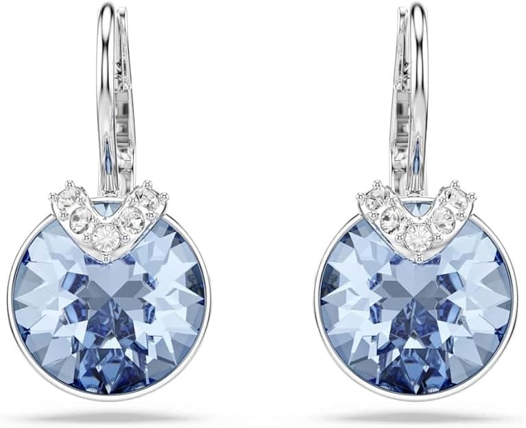 Swarovski BELLA V Mini Drop Earrings Round cut Blue Rhodium Plated 5734234 *NEW*
