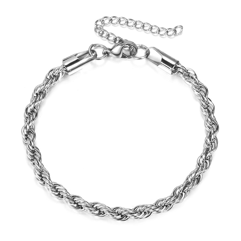5mm Stainless Steel Twisted Rope Chain Necklace Bracelet Jewelry Set 7-30 inch