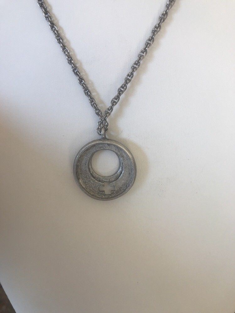 Feminist Girl Power Female Symbol Charm Necklace Pendant Reclaimed Metal Women’s