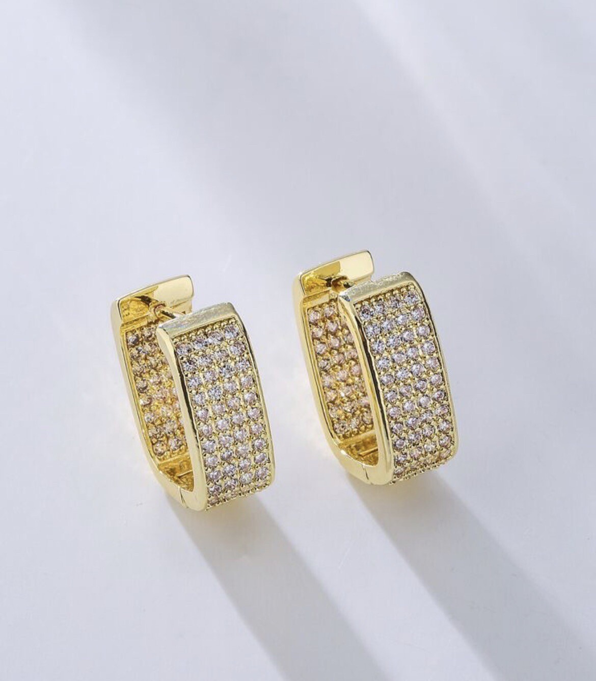 18K Gold Plated Sparkling Hoop Earrings Daily Wear