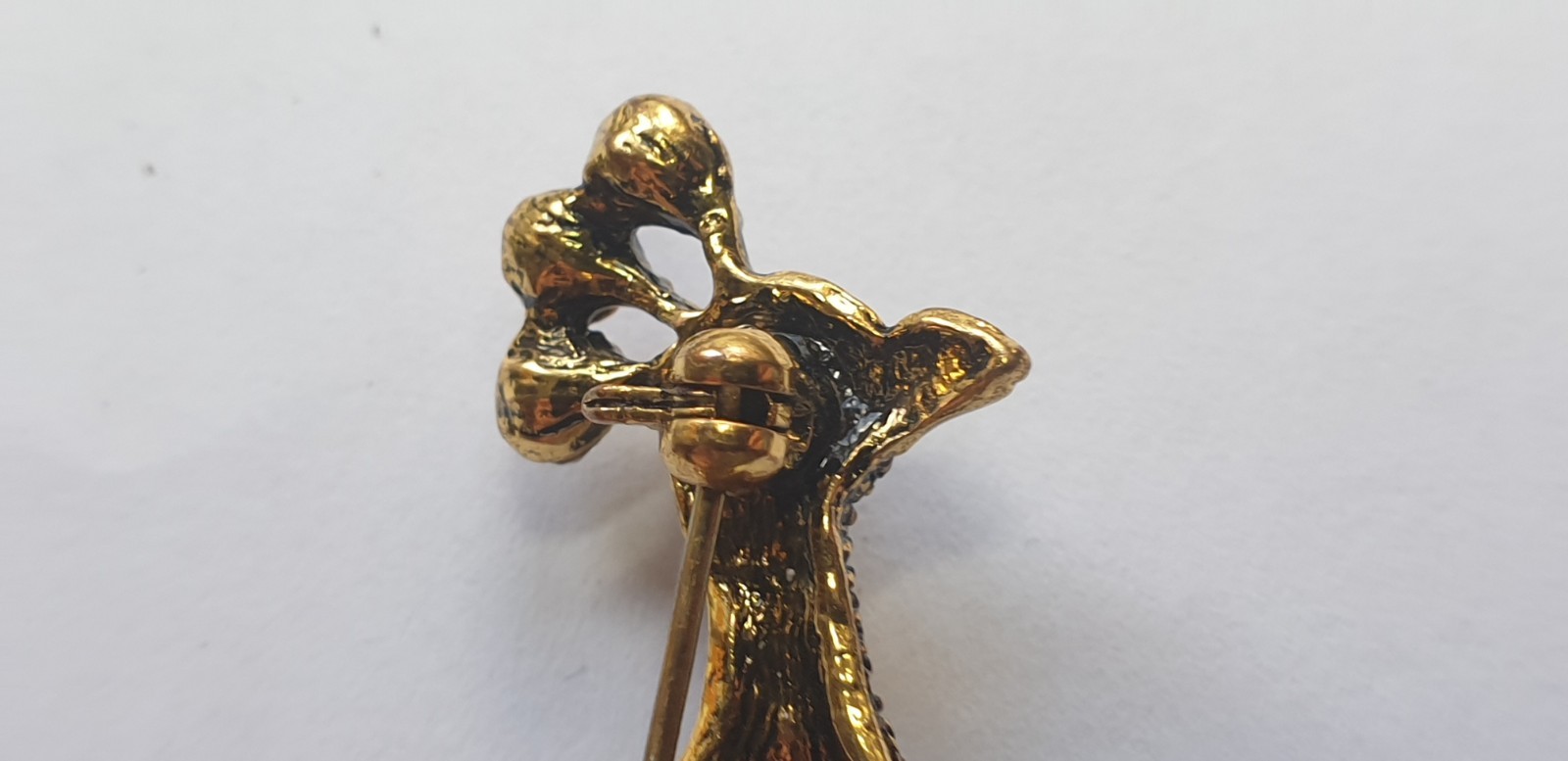 Peacock Brooch. Gold tone with Multicoloured glass beads . 84mm x 28mm.