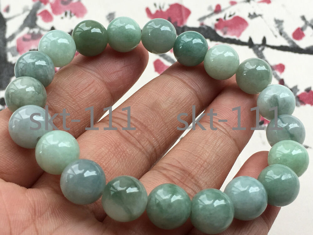 Certified natural A grade jade jadeite 10mm Round elastic jade bracelet AAA