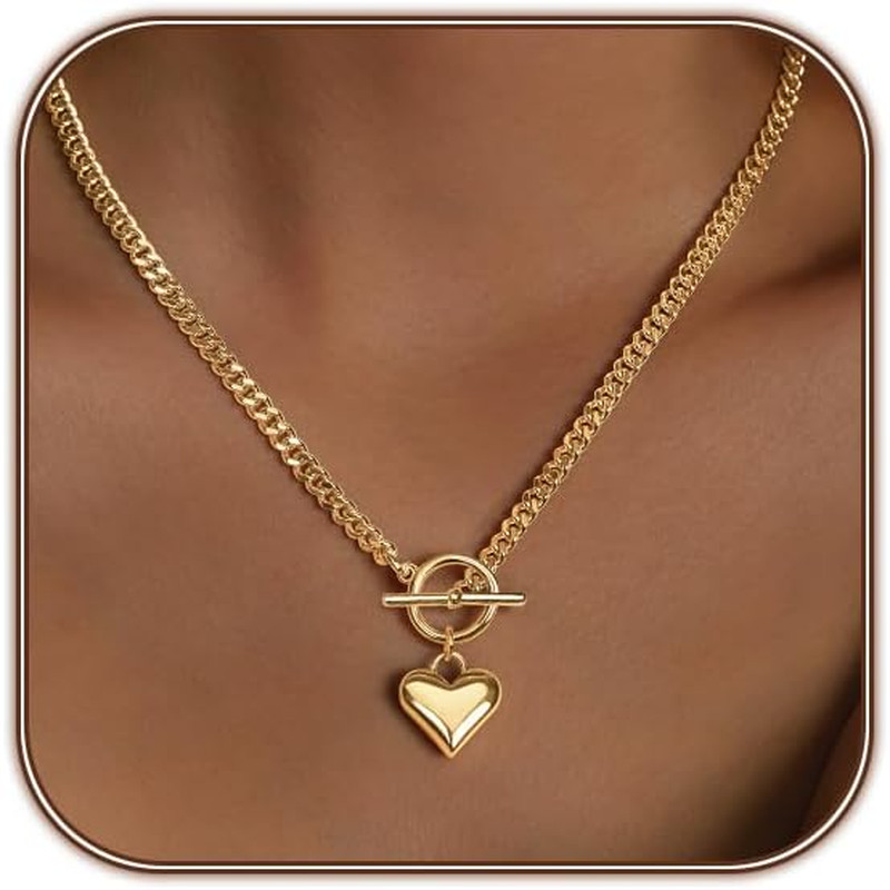 Heart Necklace for Women Gold/Silver Plated Trendy Heart Choker Lover Pendant Hy