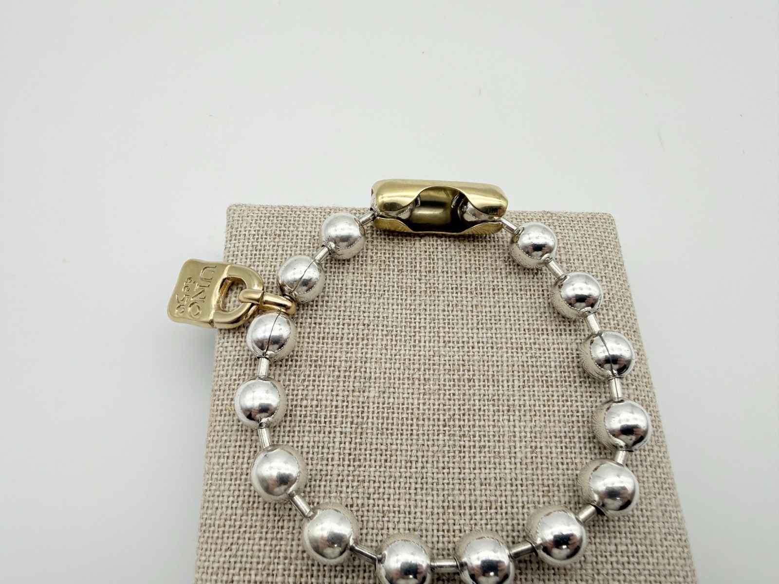 NEW Uno de 50 SNOWFLAKE Bracelet Sterling Silver 18k Gold Plated Beads Large