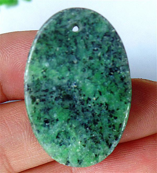 30x20x6mm Natural Green Africa Zambia Ruby in Fuchsite Oval Pendant Bead BV66887