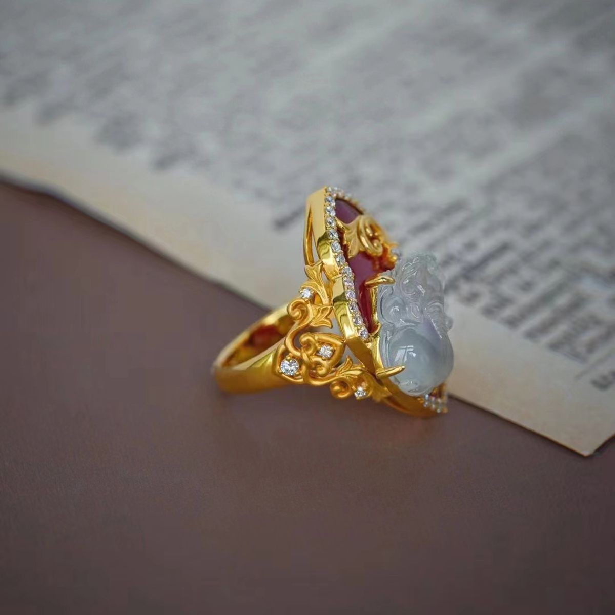 New Chinese Style Pi Xiu Wealth Ring Adjustable Vintage Open Band for Women
