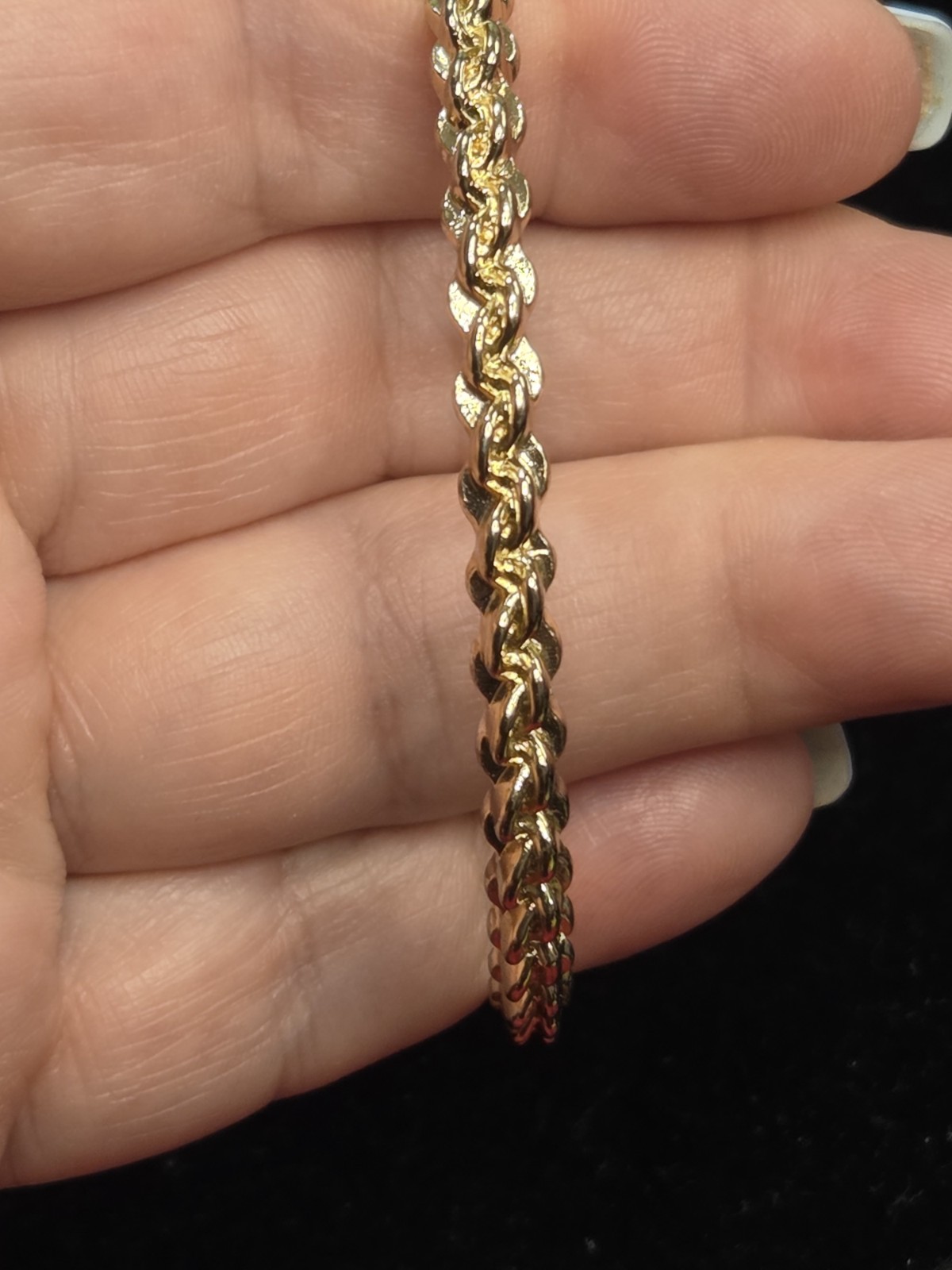 Gold Tone Rope Bangle Bracelet Graziano CN Signed Slip-On Metal Round No Stone
