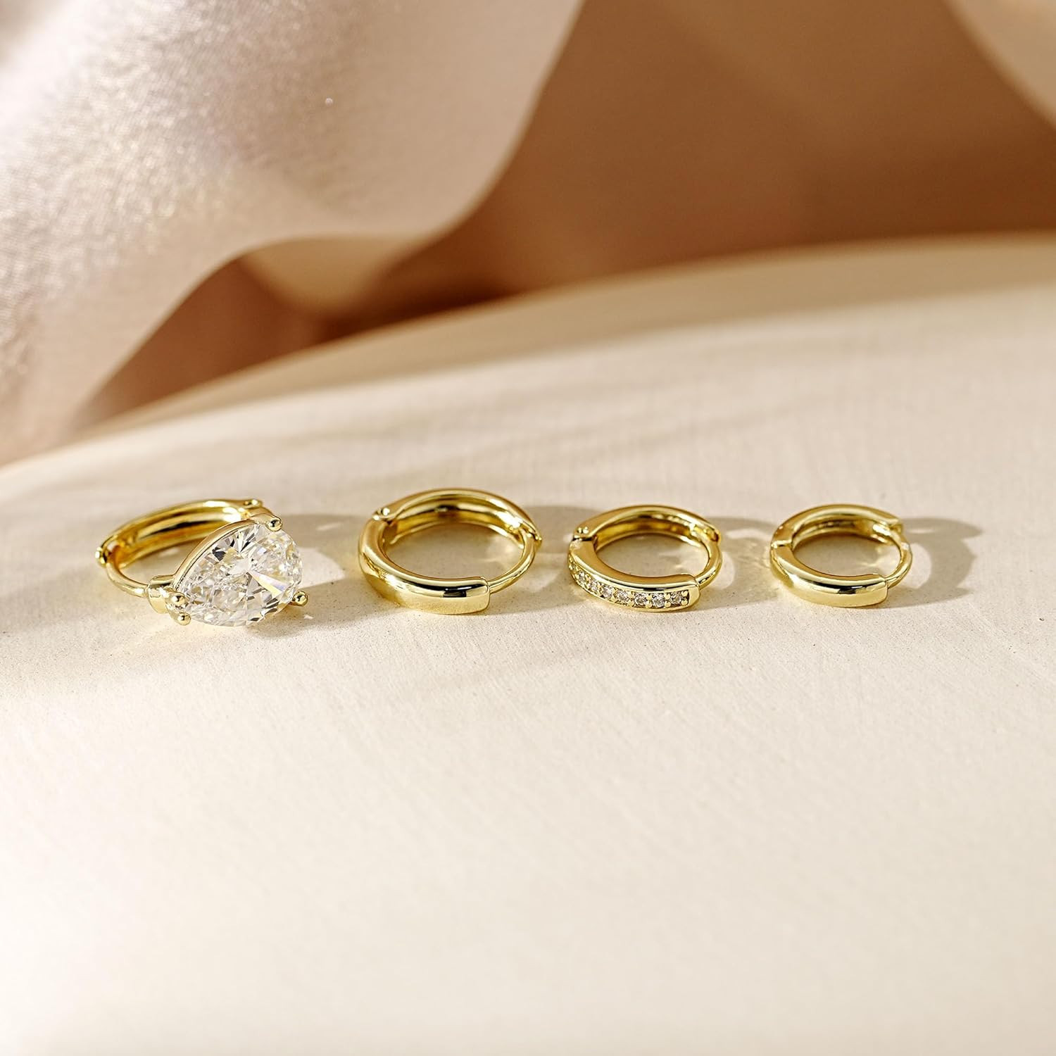 4Pairs Statement Gold Hoop Earrings for Women Trendy,Surgical Steel Gold Plated
