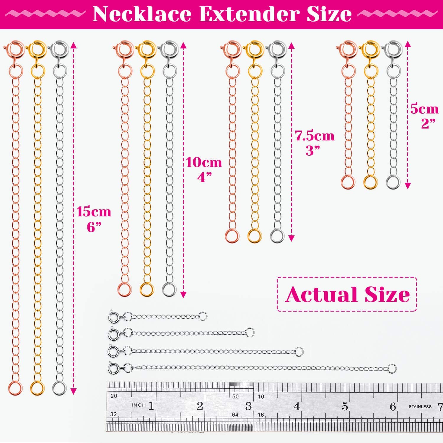 Jewelry Extenders for Necklaces, Anezus 12pcs Necklace Extenders, Chain Extender