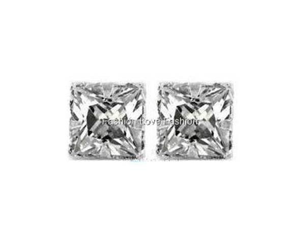 1 PAIR CZ CLEAR SQUARE/ROUND MAGNETIC EARRINGS STUDS EAR BONE EAR CUFF Men Women