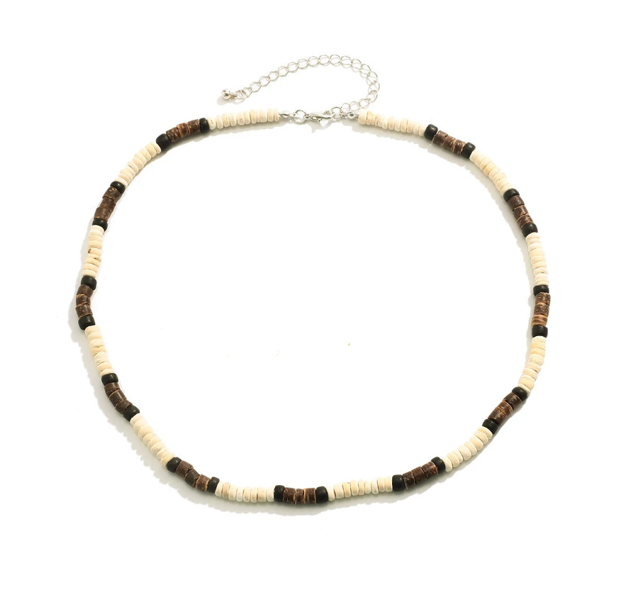1pcs Men’s Wooden Bead Surfer Necklace – Handmade Tribal Summer Jewelry -NEW
