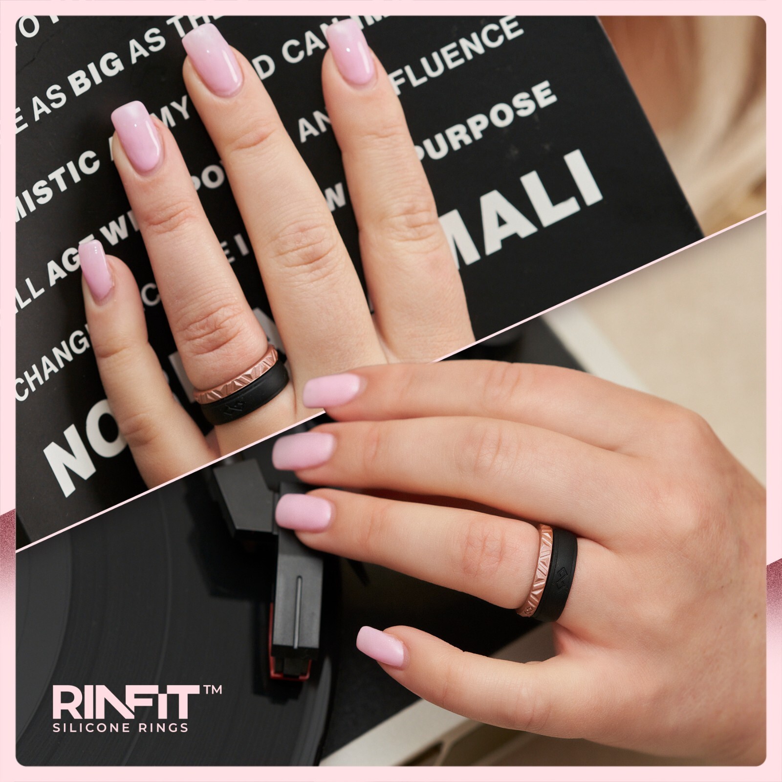 Silicone Wedding Rings by RINFIT. Wedding Rubber Bands. 4 Stackable Rings Set