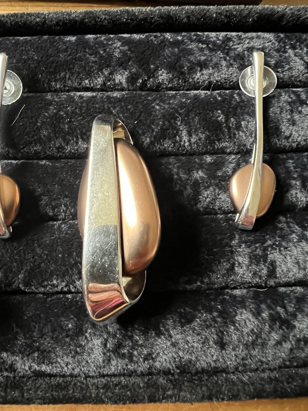 Retro Italian Designer Breil Set . Stainless Steele Pendant/ring/earrings.