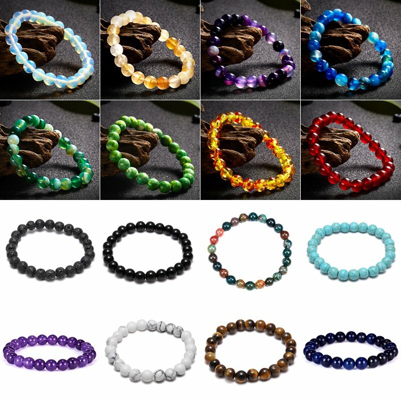 7 Chakra Healing Beaded Bracelets Lava Rock Bangle Natural Stone Agate Jewelry