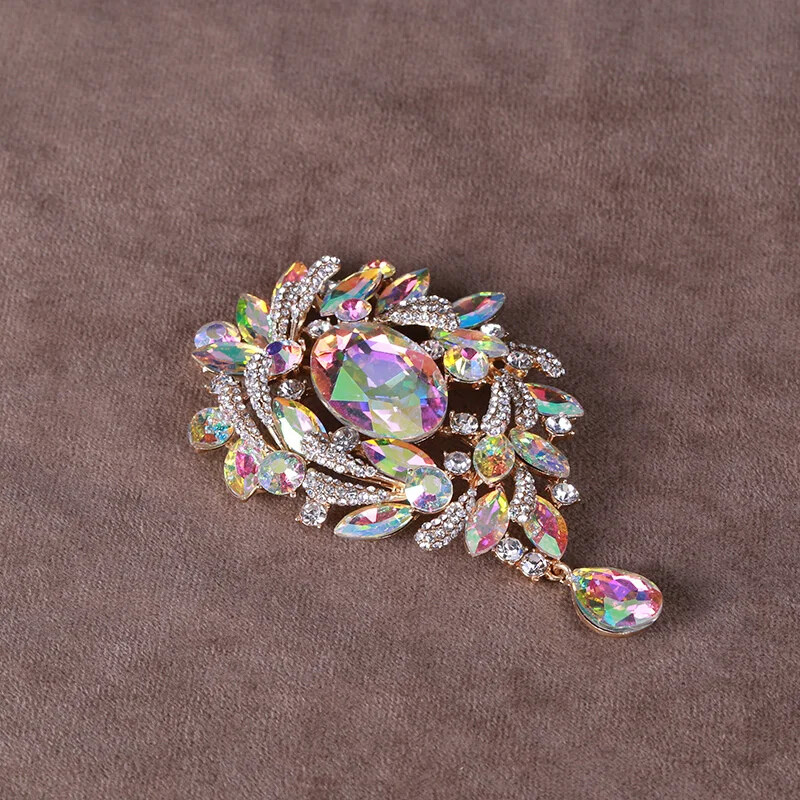 Fashion Shiny Glass Rhinestone Corsage Exaggerated Coat Accessories Pin Brooch