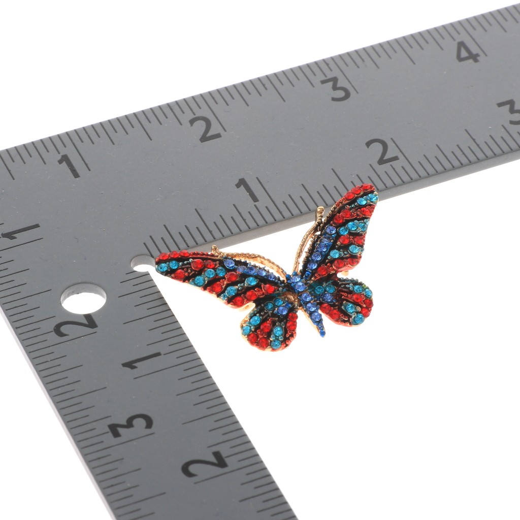 Gold Tone Alloy Metal Crystal Butterfly Brooch With Rhinestone P1173-GBR